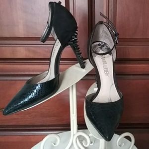 Black Ankle Strap Stiletto Heel by Sam and Libby